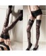 Women Sexy Nylon Sheer Vertical Striped Thigh High Long Stockings