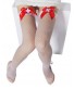 Women Sexy Temptation White Mesh Bow Thigh High Stockings 